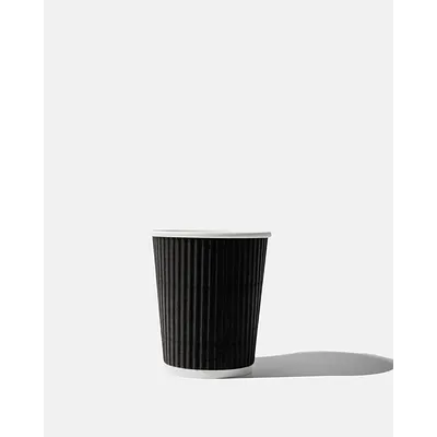 Black Paper Ripple Wall Coffee Cups - 8oz / 227ml