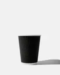 Black Paper Ripple Wall Coffee Cup - 12oz / 340ml