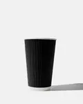 Black Paper Ripple Wall Coffee Cups - 16oz / 455ml