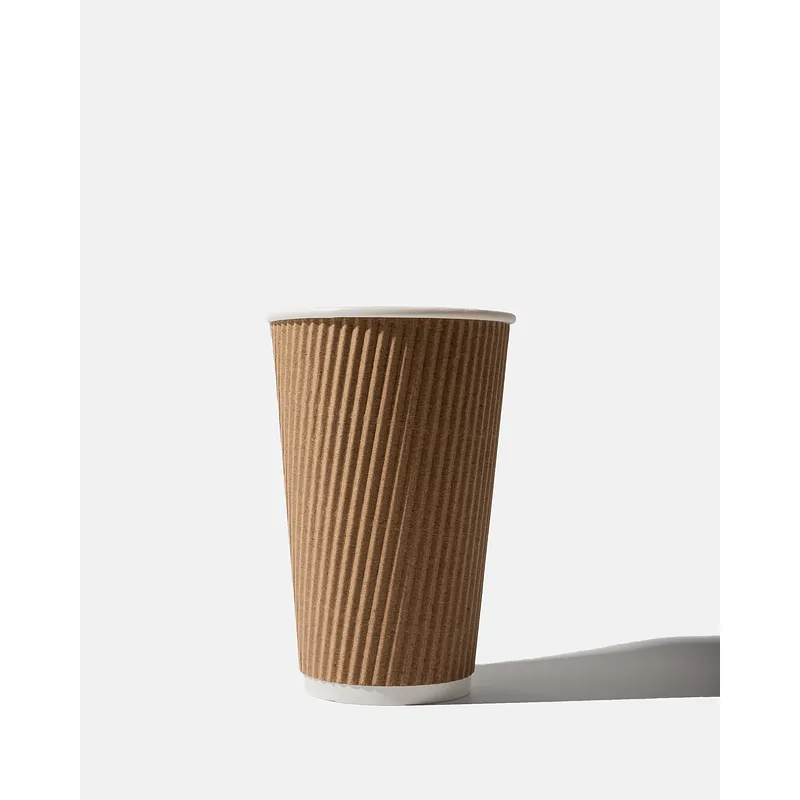 Kraft Paper Ripple Wall Coffee Cups - 16oz / 455ml