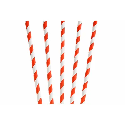 Red & White Paper Straws - 8 x 200mm