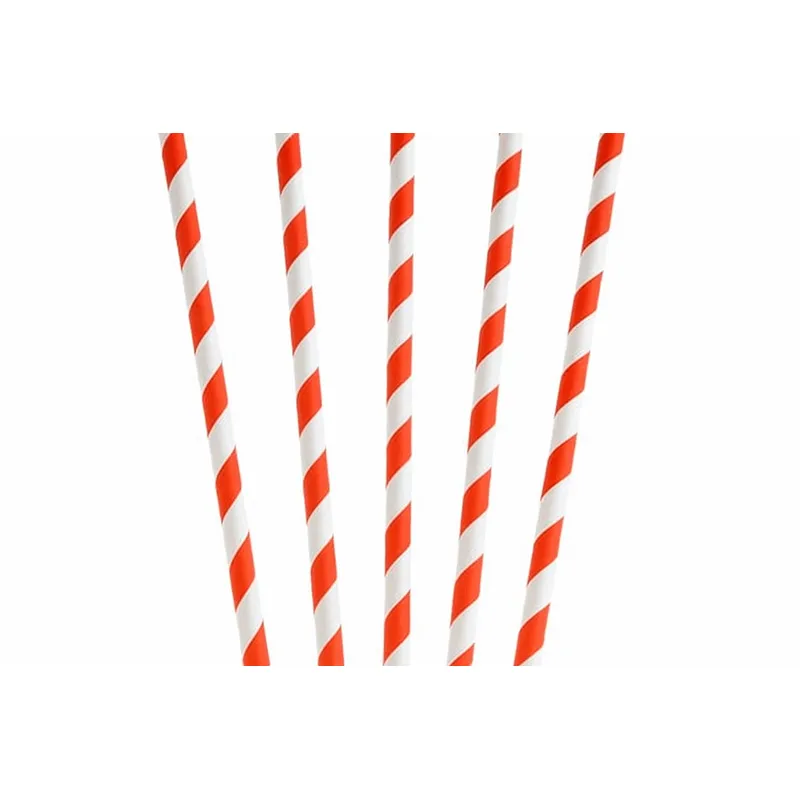 Red & White Paper Straws - 8 x 200mm