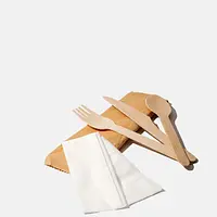 Wood Compostable Disposable Wooden Cutlery Kit - 160mm