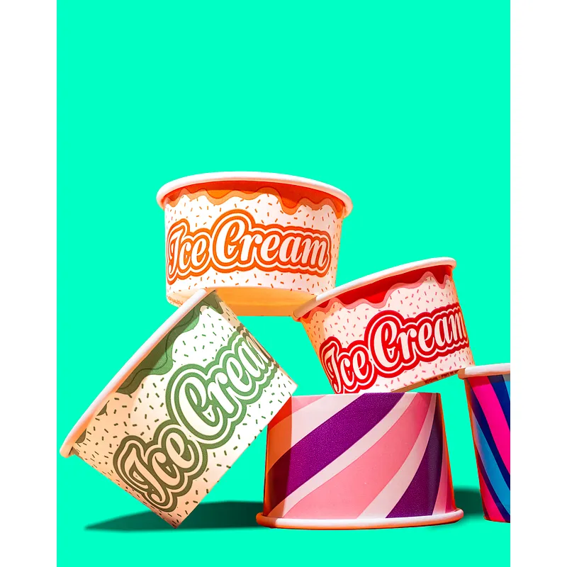 Orange Paper Ice Cream Cups - 5oz / 160ml lifestyle