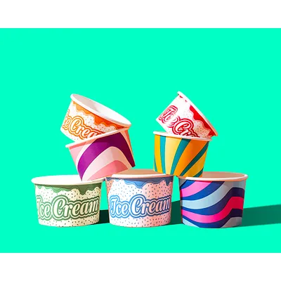 Multi-Colour Paper Ice Cream Cups - 8oz / 355ml lifestyle