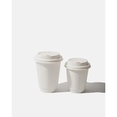 White PP Coffee Cup Sip Lids - 12oz / 340ml lifestyle