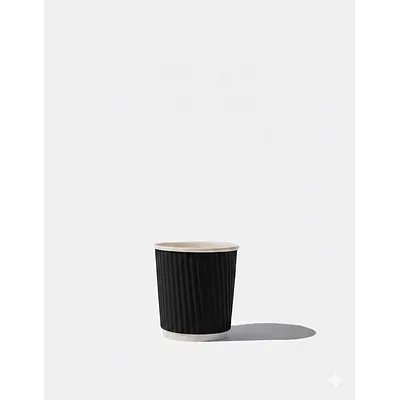 Black Paper Ripple Wall Coffee Cups - 4oz / 114ml