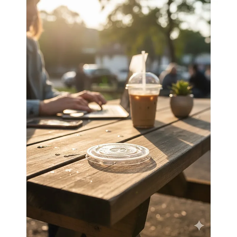 Clear rPET Smoothie Flat Lids - 16oz-20oz Compatible lifestyle