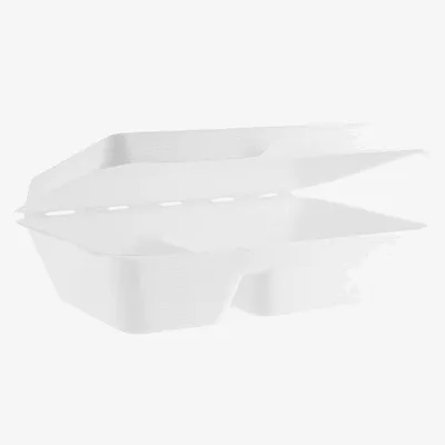 Vegware Bagasse 2-Compartment Clamshell - 6in