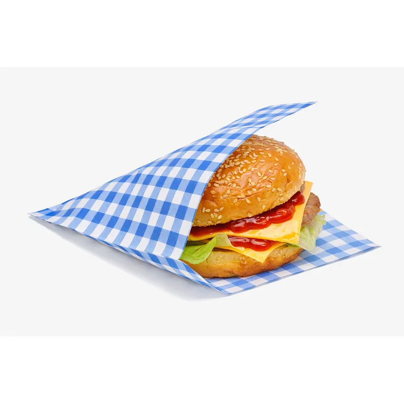 Blue Gingham 2 Open-Sided Bags - 170 x 160mm