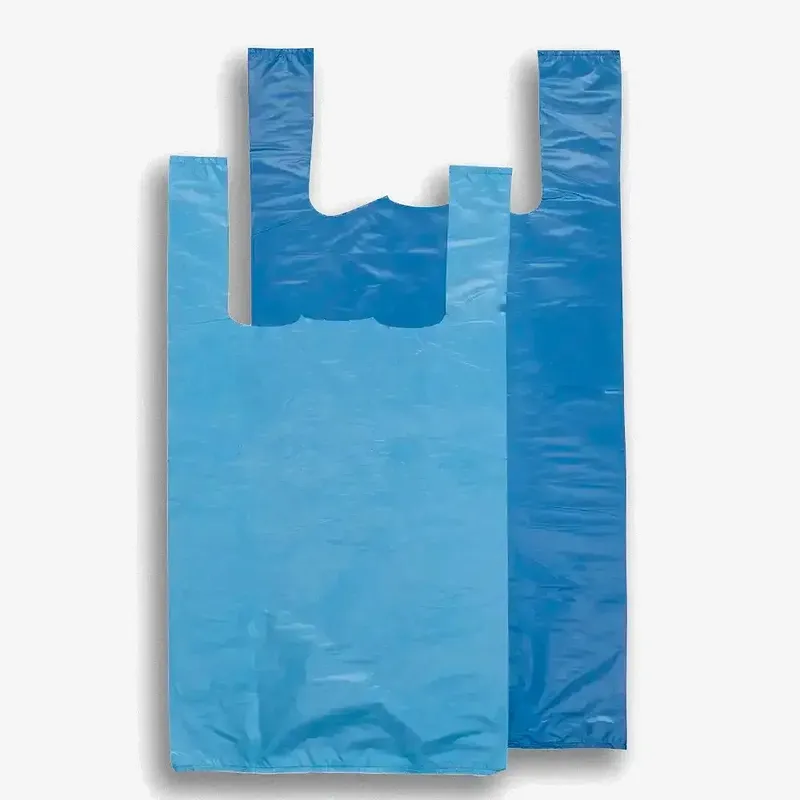Blue Plastic Carrier Bags - 11 x 17 x 21