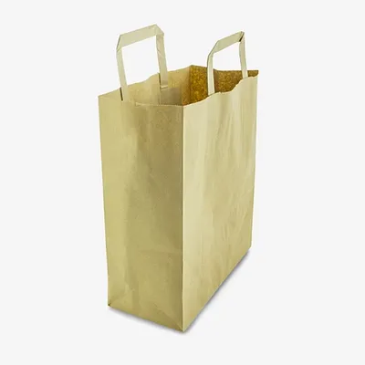 Kraft Recycled Paper Flat Handle Bag - Medium - 216mm