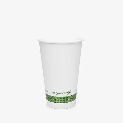 Vegware White Single Wall Takeaway Hot Cup, 89 Series - 12oz