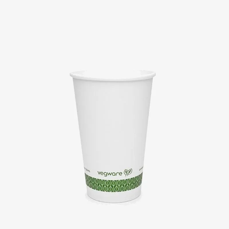 Vegware White Single Wall Takeaway Hot Cup, 89 Series - 12oz