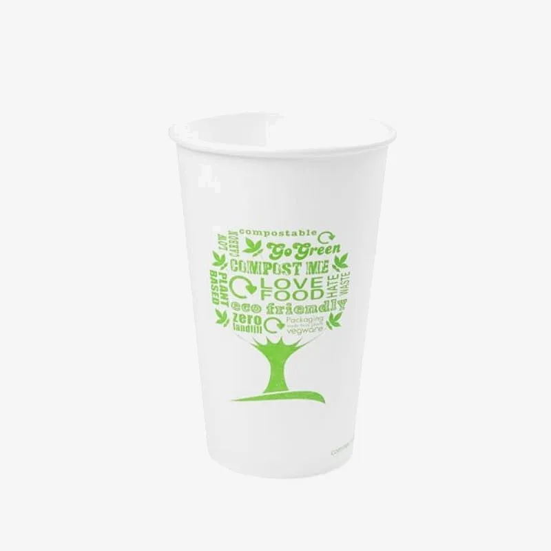 Vegware Single Wall Hot Cup, 89 Series Green Tree - 16oz
