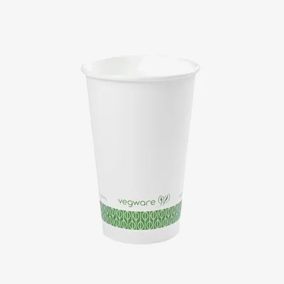 Vegware White Single Wall Takeaway Hot Cup, 89 Series - 16oz
