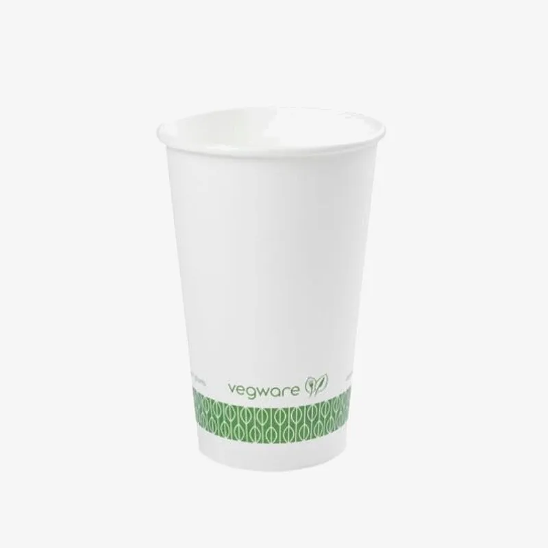 Vegware White Single Wall Takeaway Hot Cup, 89 Series - 16oz