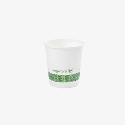 Vegware White Single Wall Takeaway Hot Cup, 62 Series - 4oz