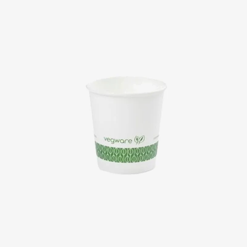 Vegware White Single Wall Takeaway Hot Cup, 62 Series - 4oz