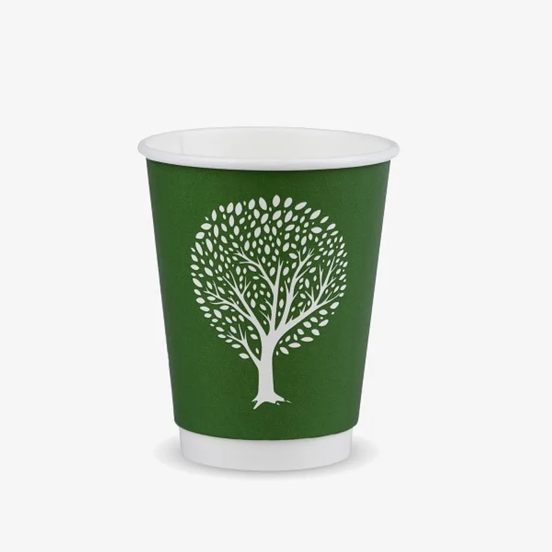 Vegware Double Wall Hot Takeaway Cup, 79 Series Green Tree - 8oz