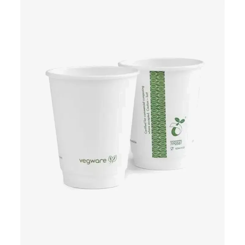 Vegware White Double Wall Takeaway Hot Cup, 79 Series - 8oz