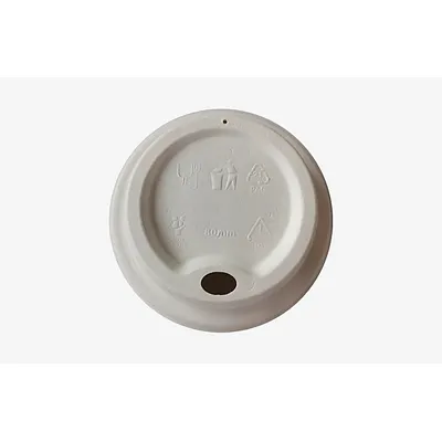 Vegware White Fibre Hot Cup Lid - 80mm / 8oz