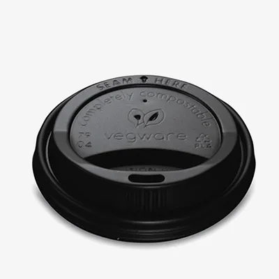 Vegware Black CPLA Hot Cup Lid (Fits 79 Series) - 79 x 79 x 10mm