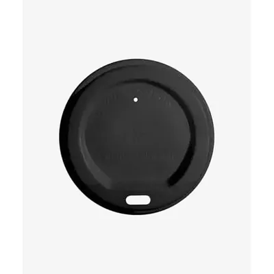 Black CPLA Sip-Thru Hot Cup Lid - 16oz