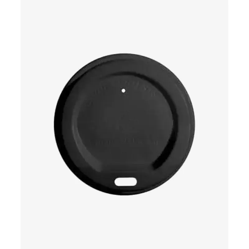 Black CPLA Sip-Thru Hot Cup Lid - 16oz