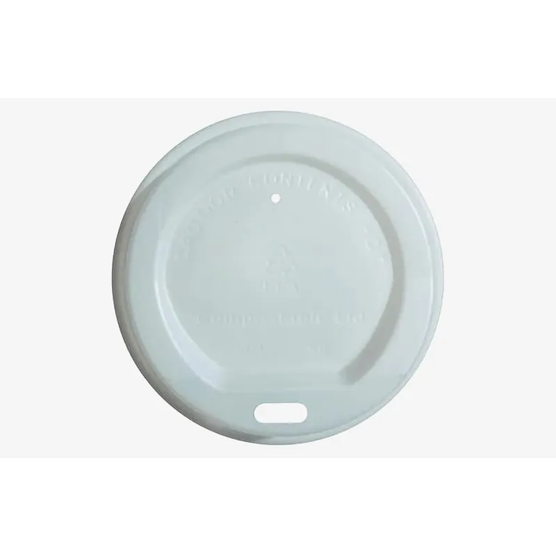 White CPLA Sip-Thru Hot Cup Lid - 8oz