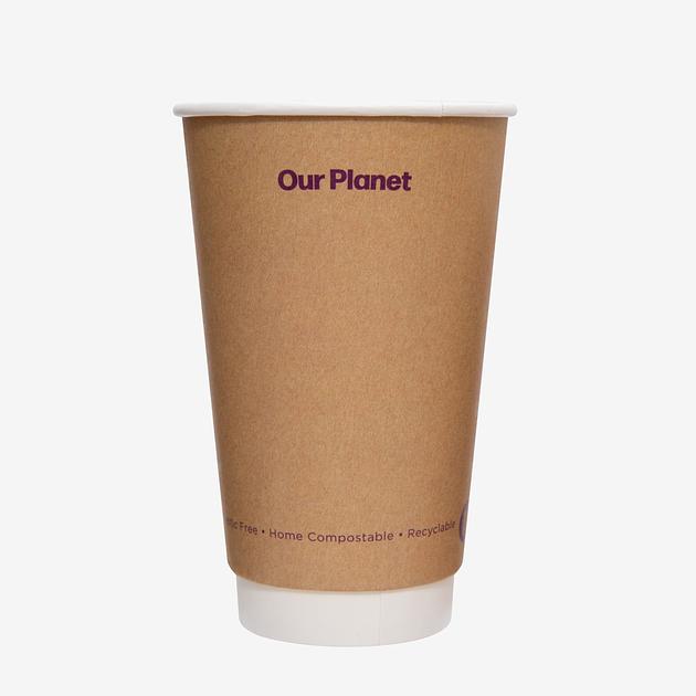 Planetware Double Wall Takeaway Cup - 16oz, Compostable