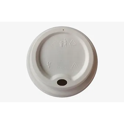 Vegware White Fibre Hot Cup Lid - 90mm / 16oz