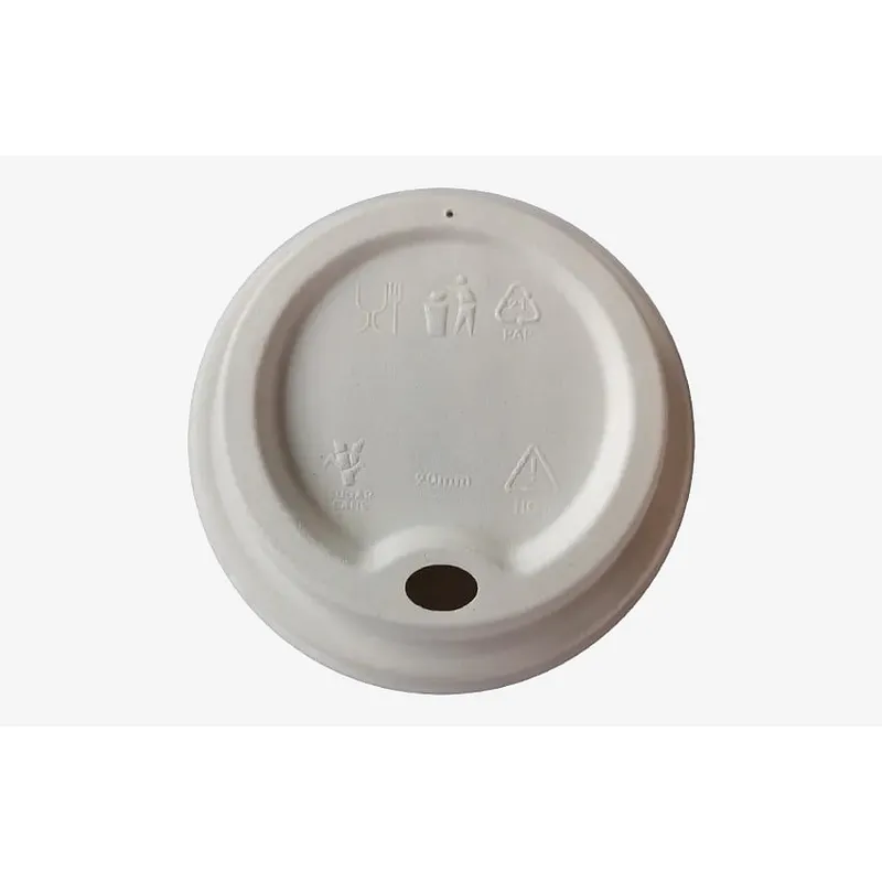 Vegware White Fibre Hot Cup Lid - 90mm / 16oz
