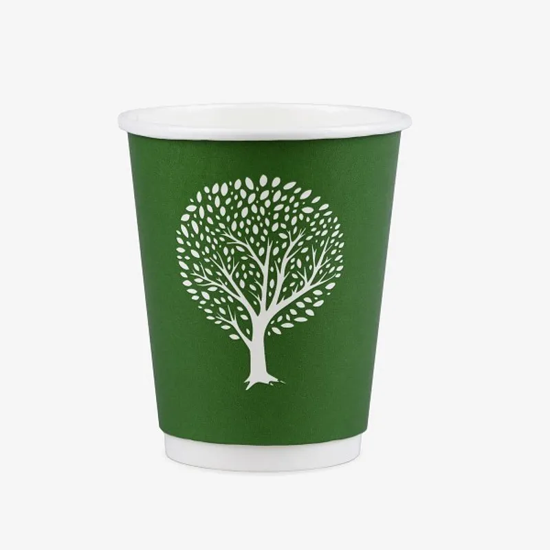 Vegware Double Wall Hot Takeaway Cup, 89 Series Green Tree - 12oz