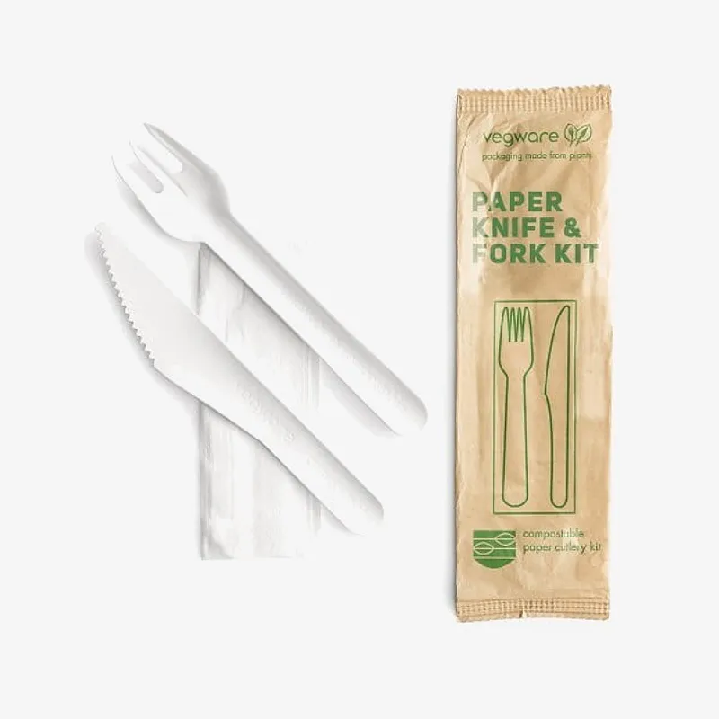 Vegware Paper Knife and Fork Kit - 207 x 58mm