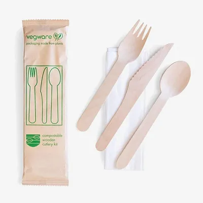 Vegware Wood Cutlery Kit - 216 x 57 x 15mm