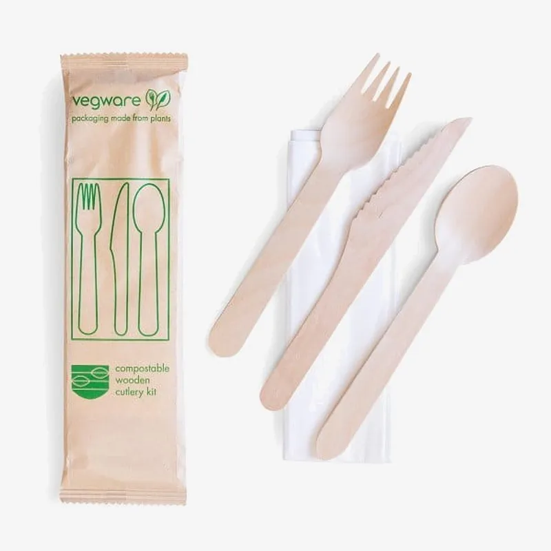 Vegware Wood Cutlery Kit - 216 x 57 x 15mm