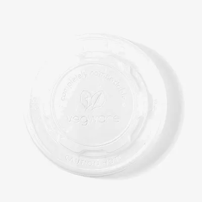 Vegware CPLA Flat Opaque Hot Lid (Fits 115 Series) - 90 x 10mm