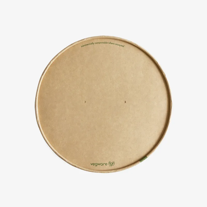 Vegware Kraft Lined Lid with Vents, 185 Series - 185 x 185 x 16mm