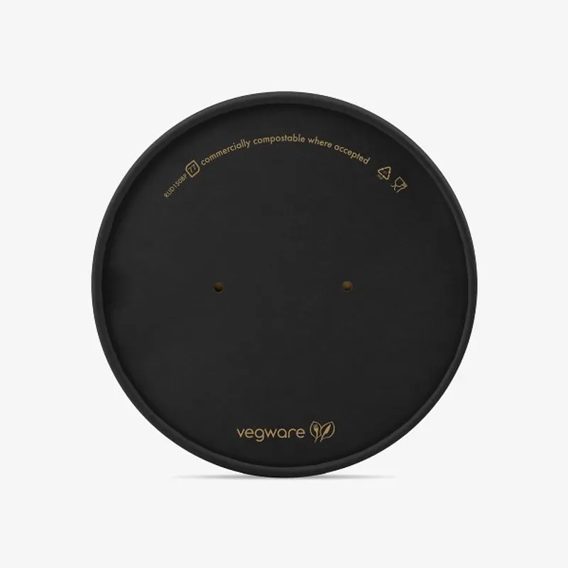 Vegware Black Kraft Round Lid, 150-Series