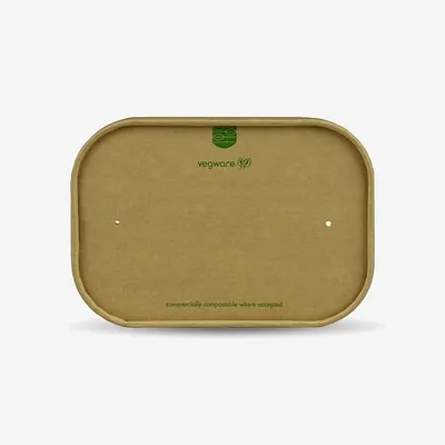 Vegware Kraft Square Lid Food Container Lid - 173 x 121 x 25mm