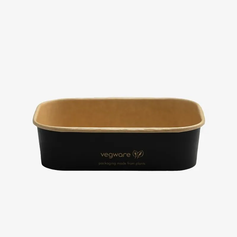 Vegware Black Rectangular Food Container - 16oz