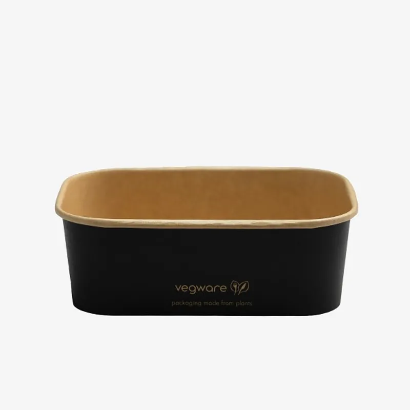 Vegware Black Rectangular Food Container - 24oz