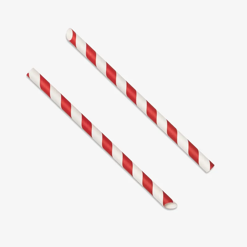 Red / White Paper Angle-Cut Straws - 12mm x 230mm