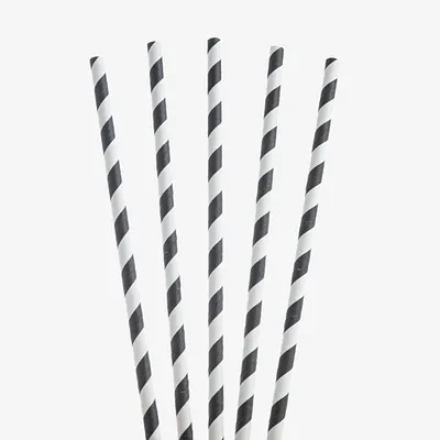 White Paper White / Black Straw - 6mm x 200mm