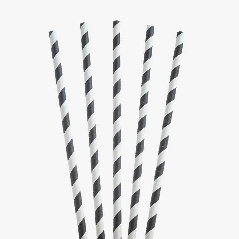 White Paper White / Black Straw - 6mm x 200mm
