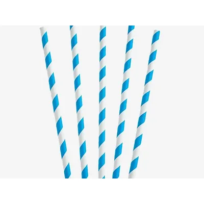 White / Blue Paper Straw - 6mm x 200mm