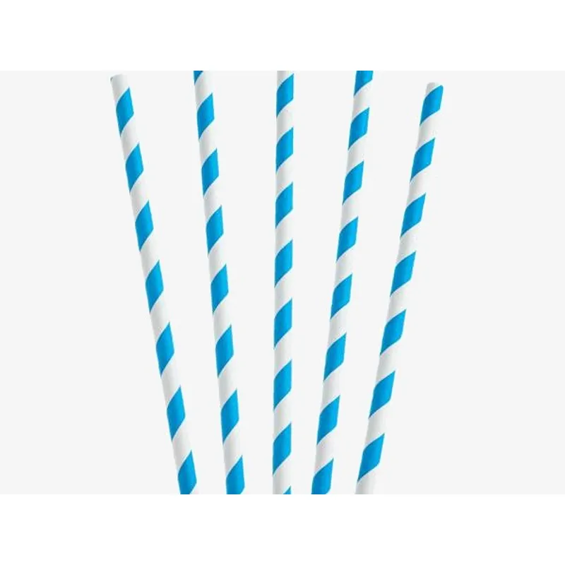 White / Blue Paper Straw - 6mm x 200mm