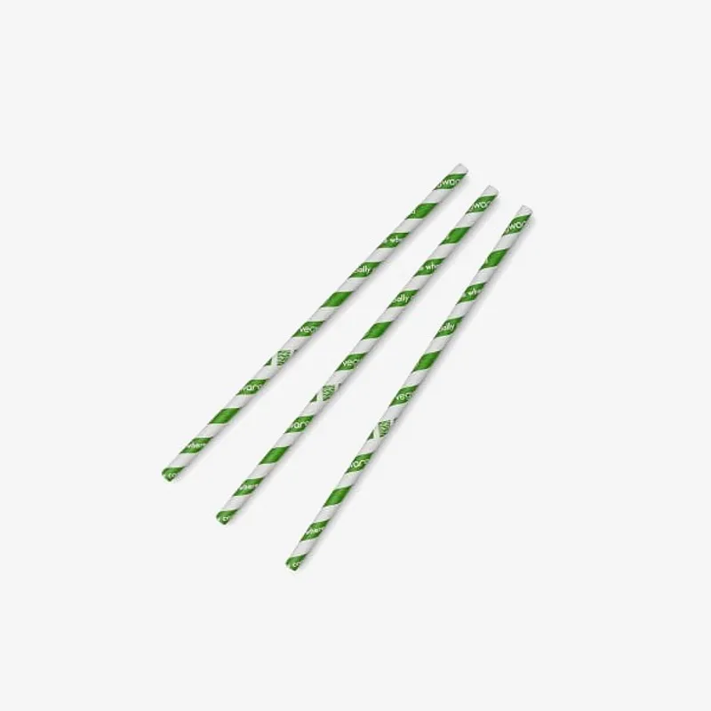Vegware Paper Jumbo Green Stripe Straw - 8mm