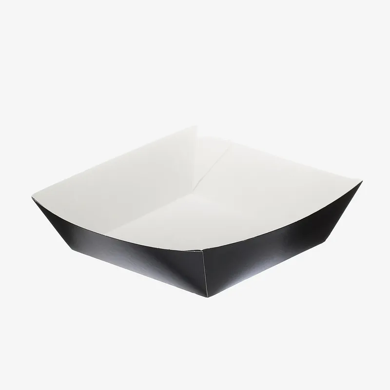 Black Folded Board Burger Tray - 5 x 5 inch